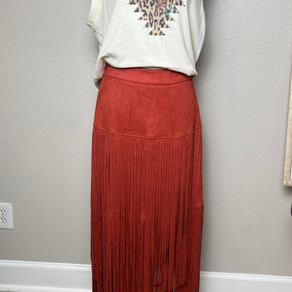Faux Leather Fringe Skirt - Picture 7 of 10